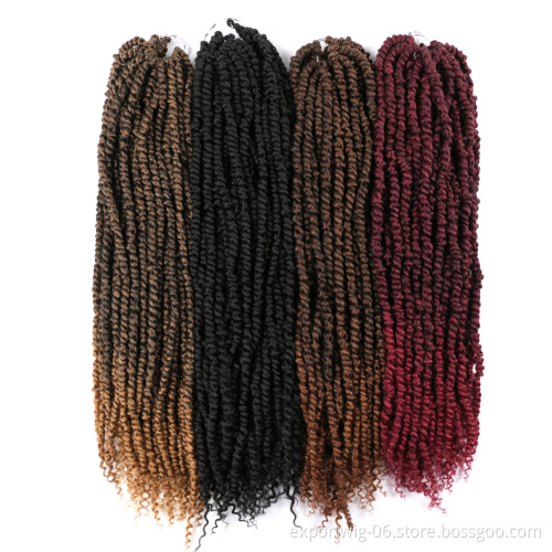 Pre-twisted Passion Twist Crochet Hair Extension 18inch Ombre Color Synthetic Fiber Curly Passion Water Wave Twist Hair